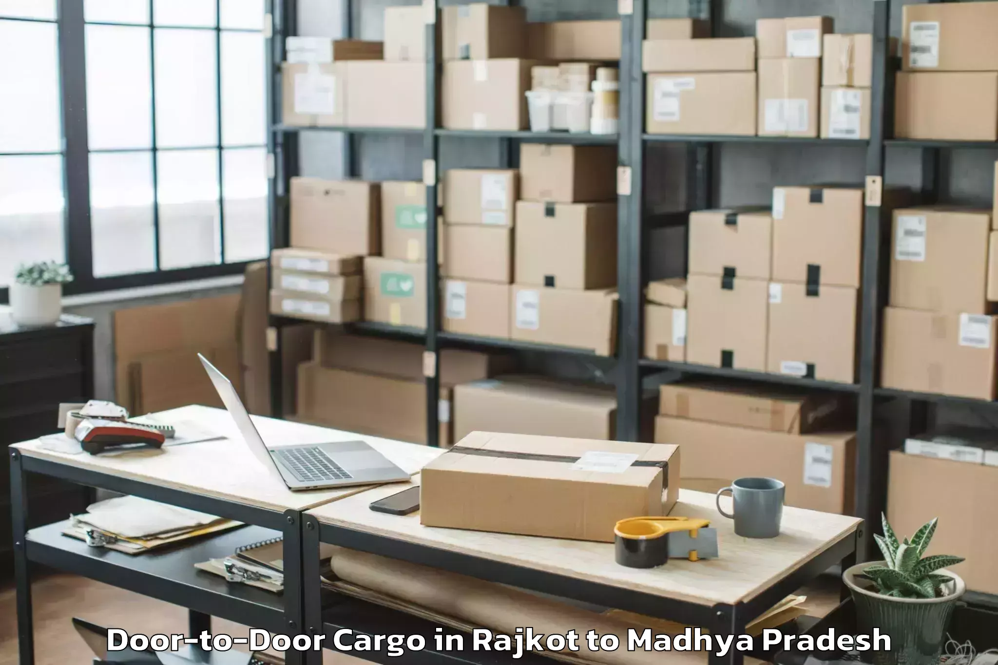 Professional Rajkot to Chanderi Door To Door Cargo